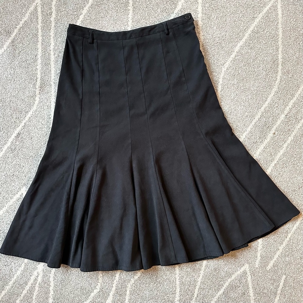Dress Barn Black Faux Suede Tulip Midi Skirt